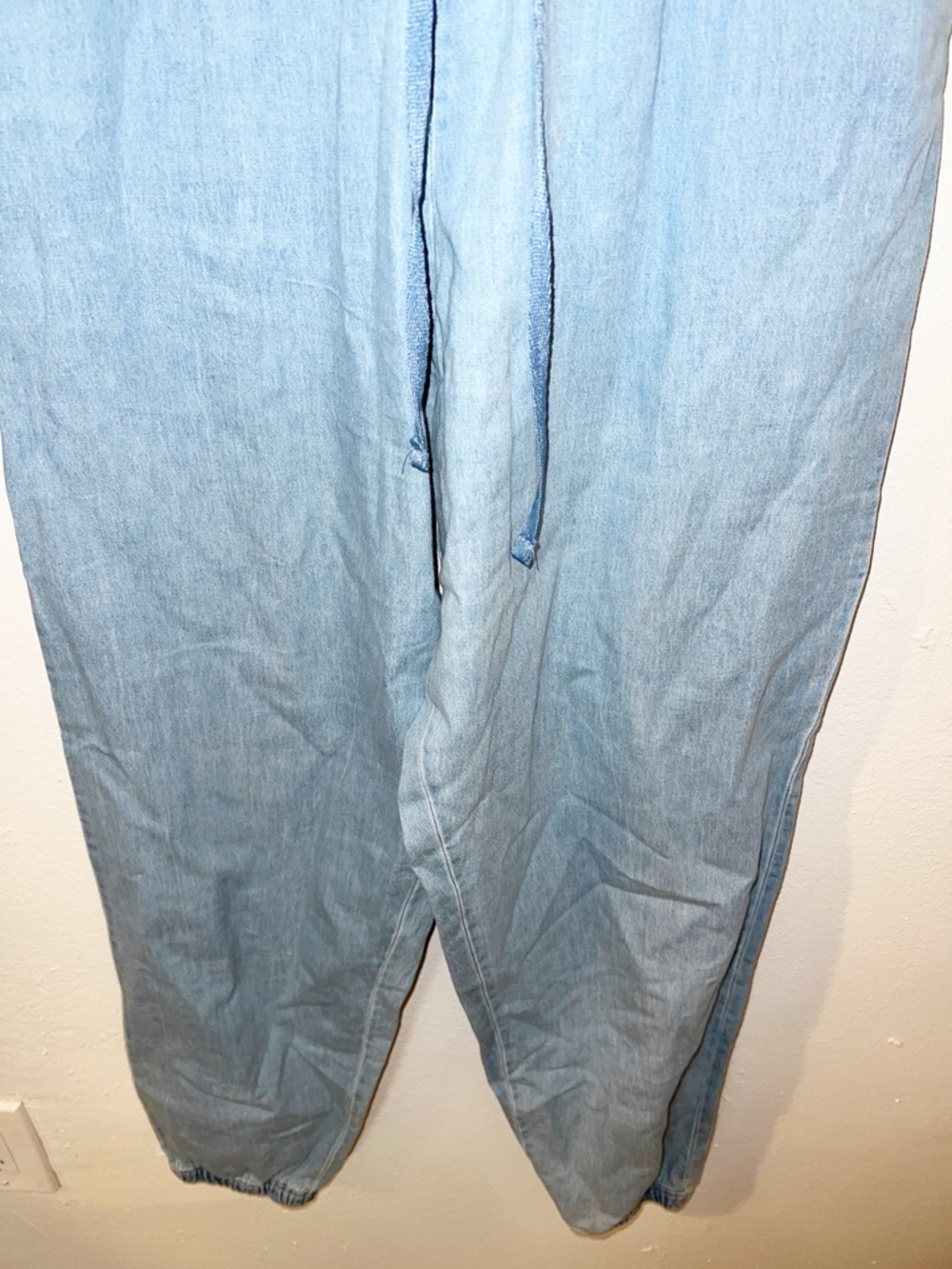 Derek Heart cotton chambray light weight strapless tube top jogger jumpsuit - Picture 3 of 9